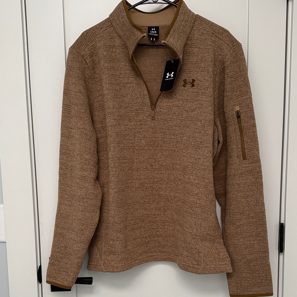 NWT Under Armour Men's Brown Quarter Zip Sweater/Pullover